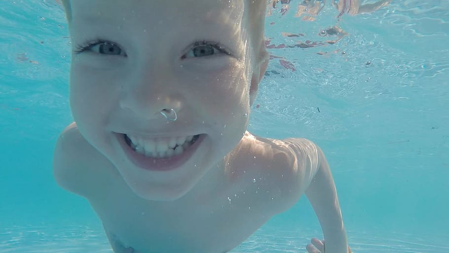 photo boy underwater, children, swim, dive, summer, pol, holiday, HD wallpaper