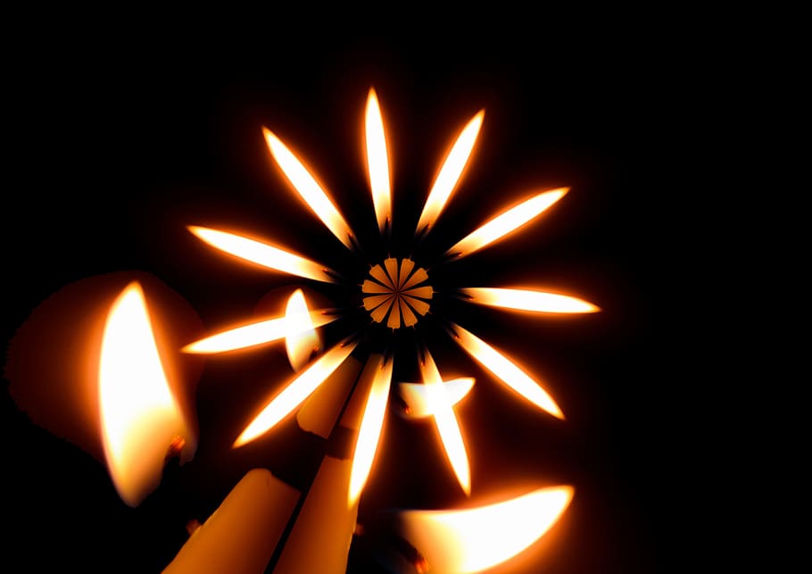 candles, round, motif, rays, district, light, background, star HD wallpaper