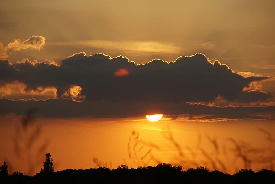 sun, sunset, clouds, sky, cloudiness, evening, nature, outdoor HD wallpaper