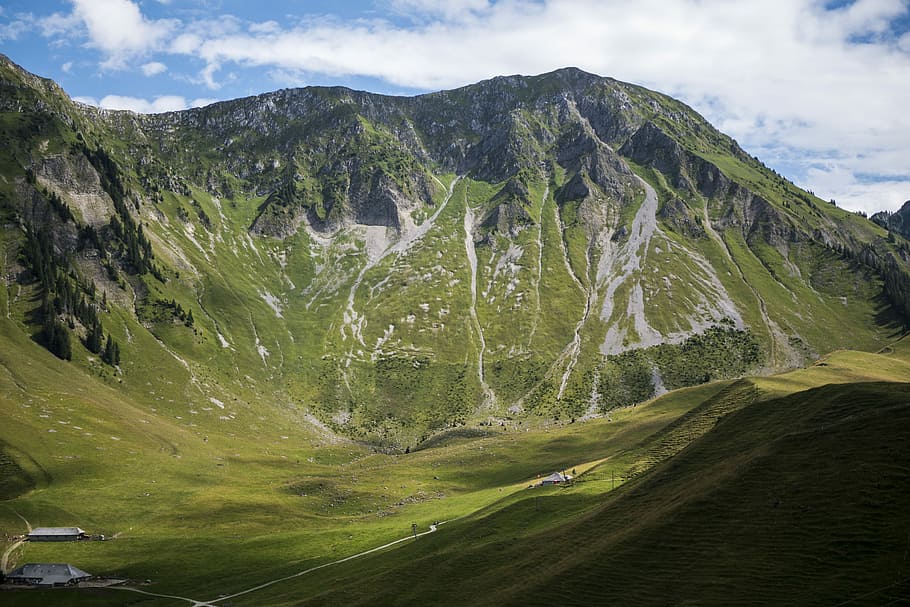 Schwarzsee, green mountain at daytime, valley, hillside, grass