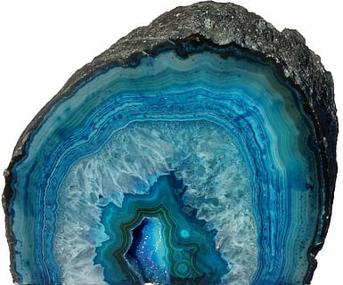 blue and grey Geode stone, druse, gem, gemstone, agate stone HD wallpaper
