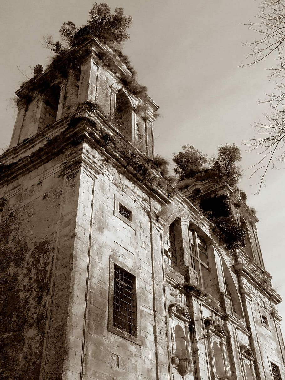 Monastery, Abandoned, Monument, Sepia, architecture, building exterior HD wallpaper