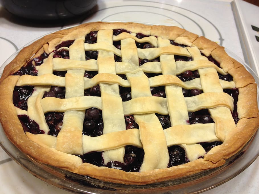 close-up photography of blueberry pie, baking, dessert, food HD wallpaper
