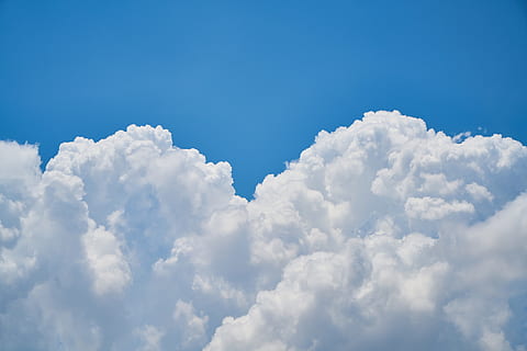white clouds and blue sky photo, summer, landscape, nature HD wallpaper