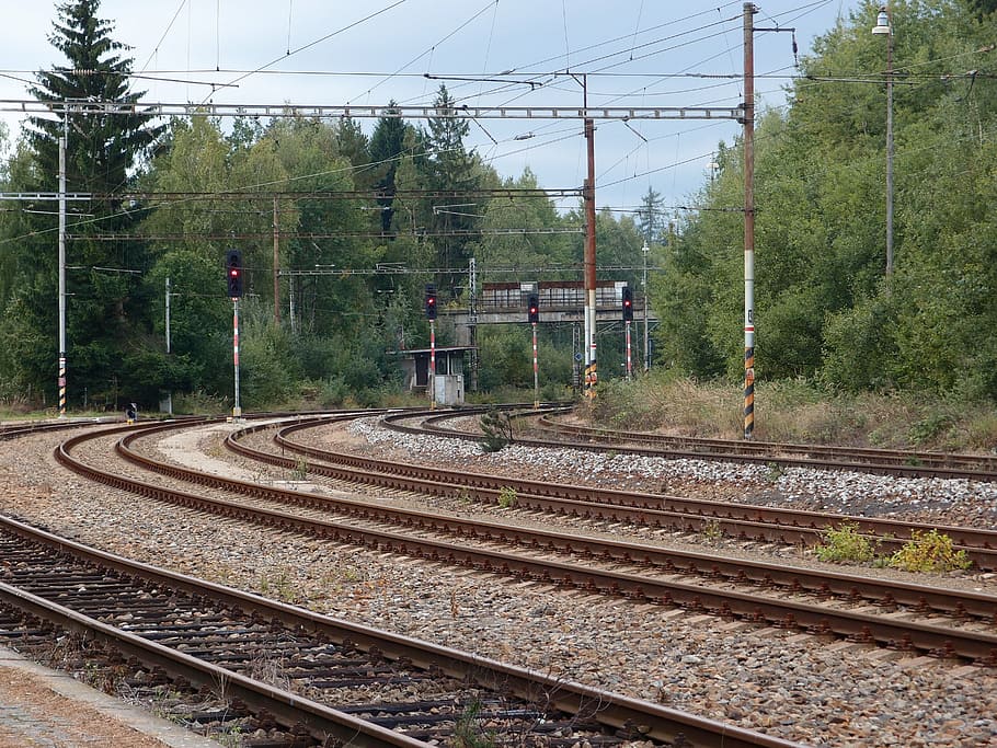 track, turn, railway, railroad Track, transportation, train HD wallpaper