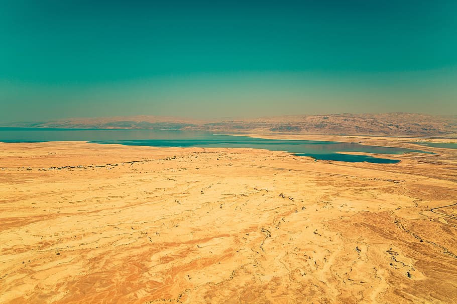 brown sand field near body of water during daytime, arid, barren HD wallpaper