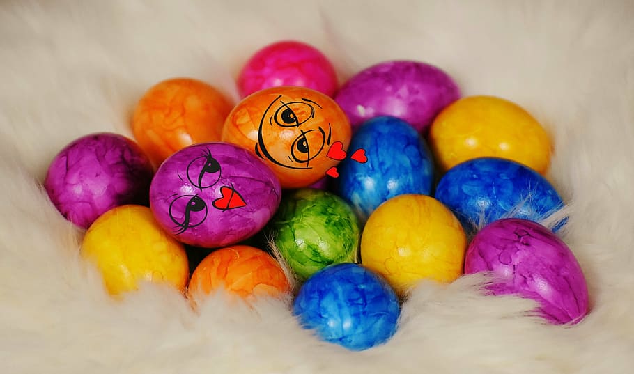 bunch of assorted-color eggs on white surface, colored, colorful HD wallpaper