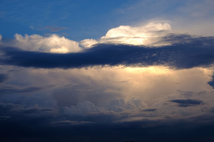 clouds, cloudscape, sky, dark clouds, mood, landscape, white HD wallpaper
