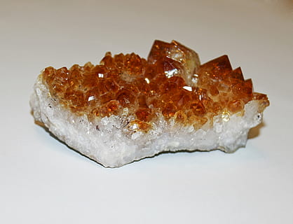 brown and white geode, gem, crystal, citrine, stone, valuable HD wallpaper