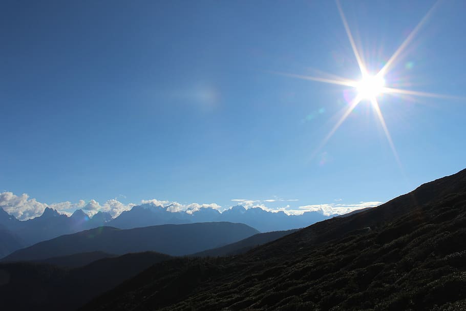 the distance, overlapping, mountain, sky, scenics - nature HD wallpaper