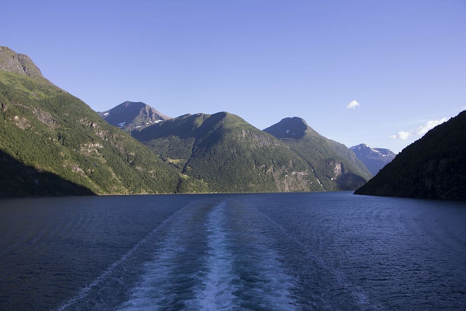 nordkapp, fjords, ship travel, cruise, mountains, nature, norway, HD wallpaper
