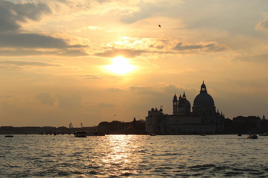 venice, skyline, sunset, water, sea, st mark's, veneto, tranquility HD wallpaper