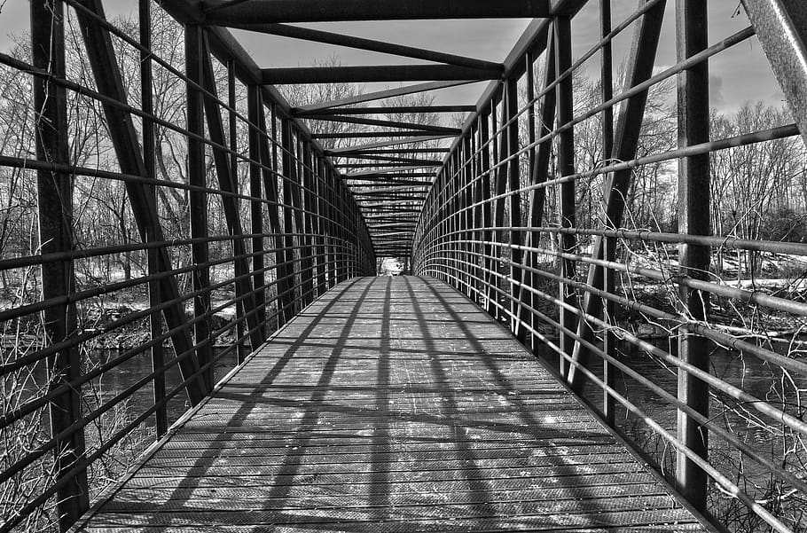 architecture, bridge, walkway, path, pathway, crossing, perspective HD wallpaper