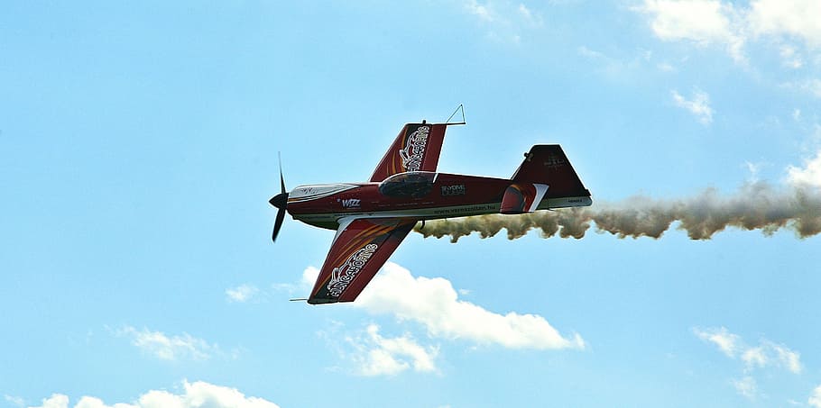 aerobatic flights, sky, clouds, air vehicle, airplane, mode of transportation HD wallpaper