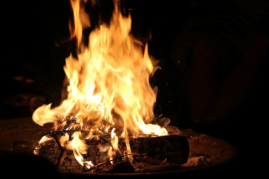 fire, campfire, flame, hot, burn, red, flammable, heat, orange HD wallpaper
