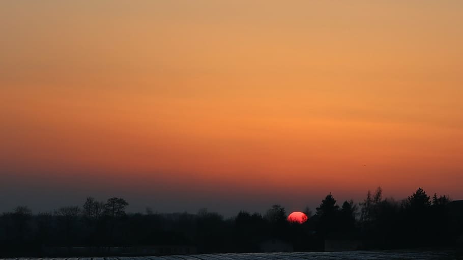 sunset, orange, summer, red, evening sky, orange sky, background image HD wallpaper