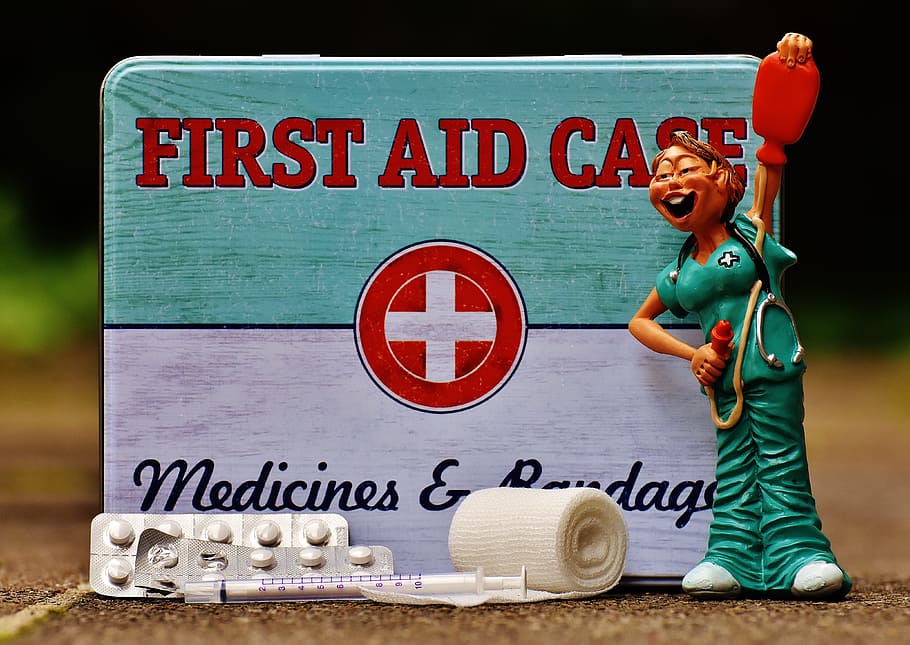 first aid, nurse, funny, box, tin can, sheet, color, metal cans
