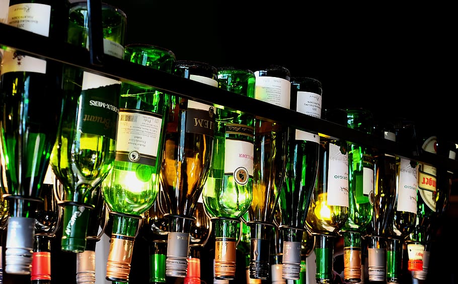 light, lamp, bottles, lighting, lights, colorful lights, reflection HD wallpaper