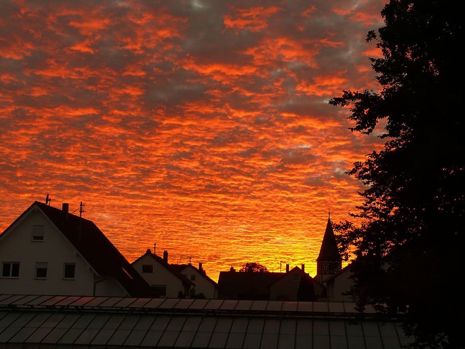 sunset, clouds, sky, evening sky, abendstimmung, romantic, afterglow HD wallpaper