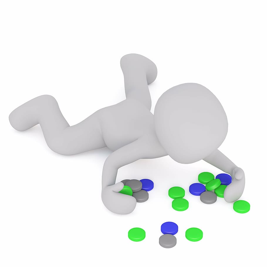 white human illustration gathering round medication tablets HD wallpaper