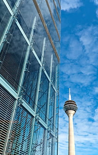 low angle photography of TV tower, architecture, modern, building HD wallpaper