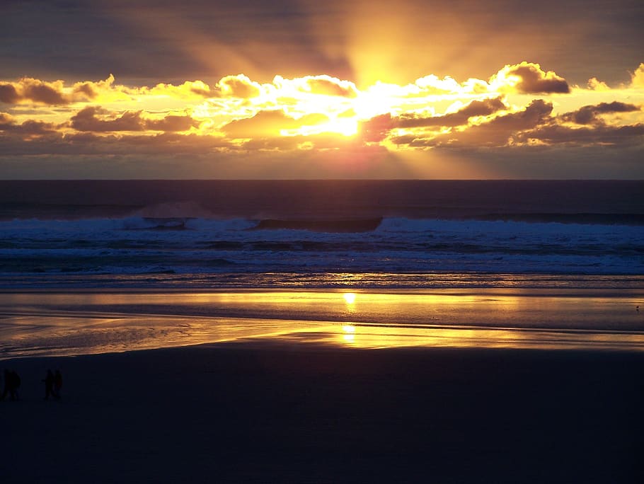 sunset, oregon coast, ocean, sky, sea, cloud - sky, water, beauty in nature HD wallpaper