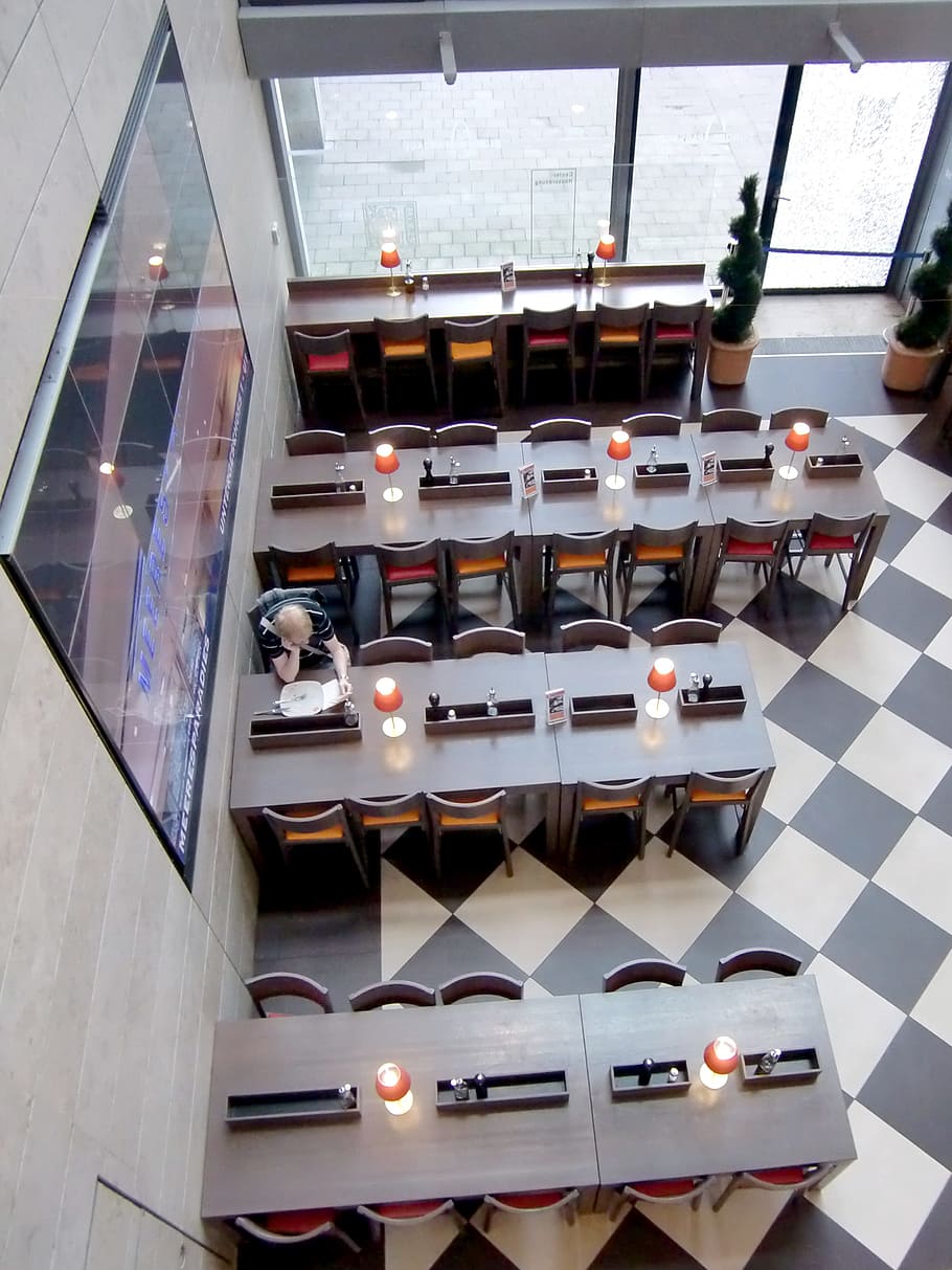 dining tables, restaurant, lonely, read, eat, seat, chair, indoors HD wallpaper