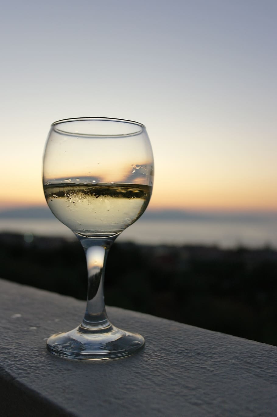 filled clear wine glass, sunset, sky, drink, refreshment, food and drink HD wallpaper