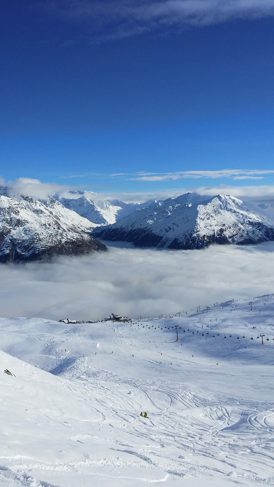 Ski Area, Mountains, Fog, Landscape, valley, nature, sky, weather, HD wallpaper