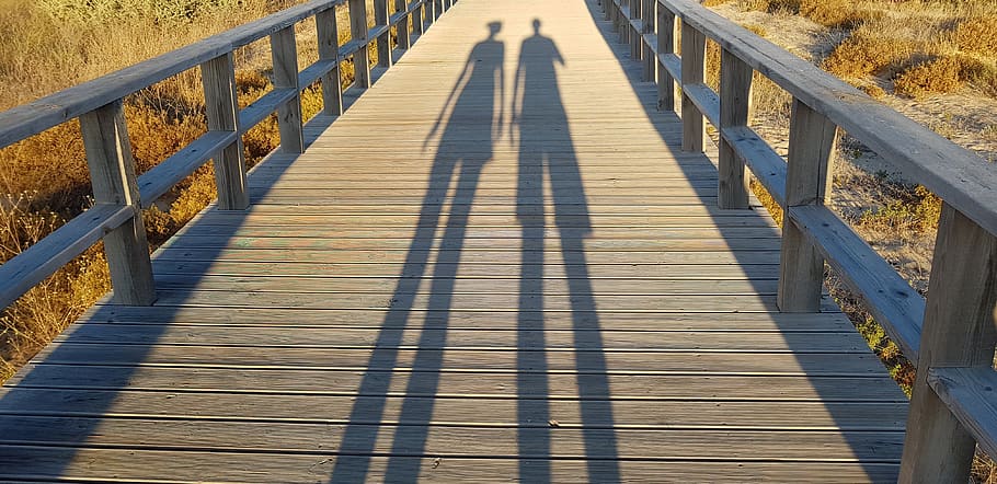 shadow, sunset, barrier, the way forward, direction, railing HD wallpaper