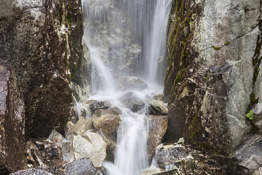 waterfall, waters, nature, rock, rock - object, motion, scenics - nature HD wallpaper