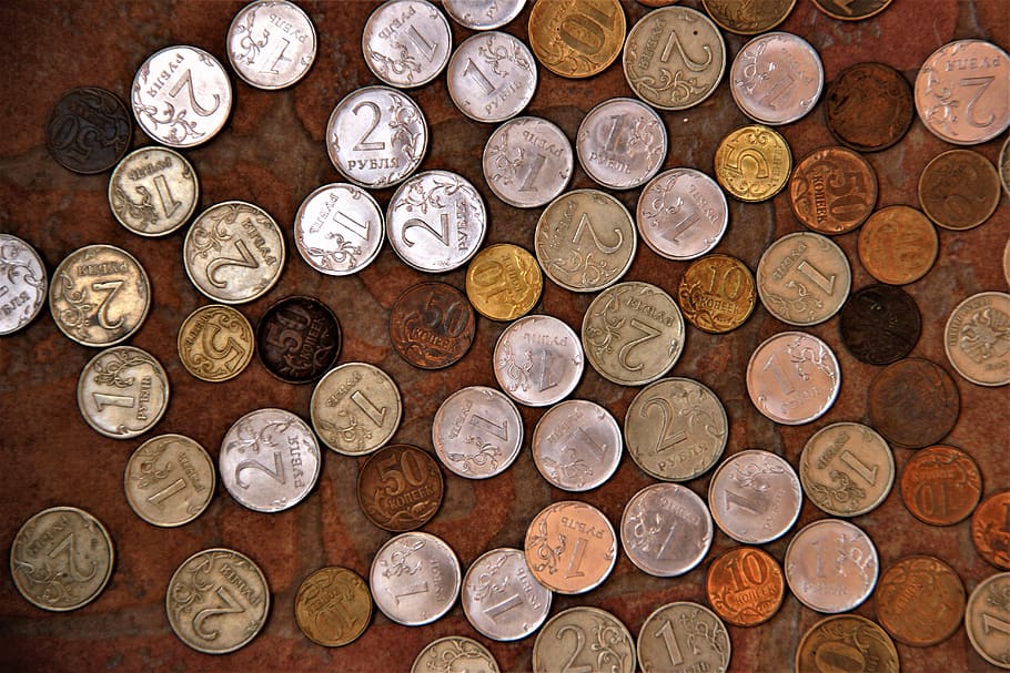coins, kopek, money, ruble, handful, trifle, finance, variation, HD wallpaper