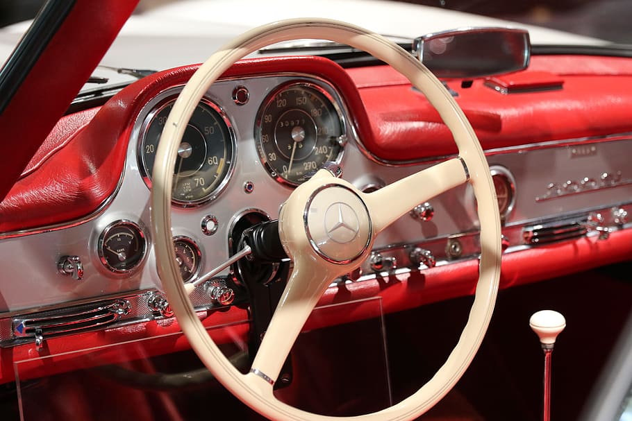 beige Mercedes-Benz steering wheel, mercedes-benz museum, stuttgart, HD wallpaper