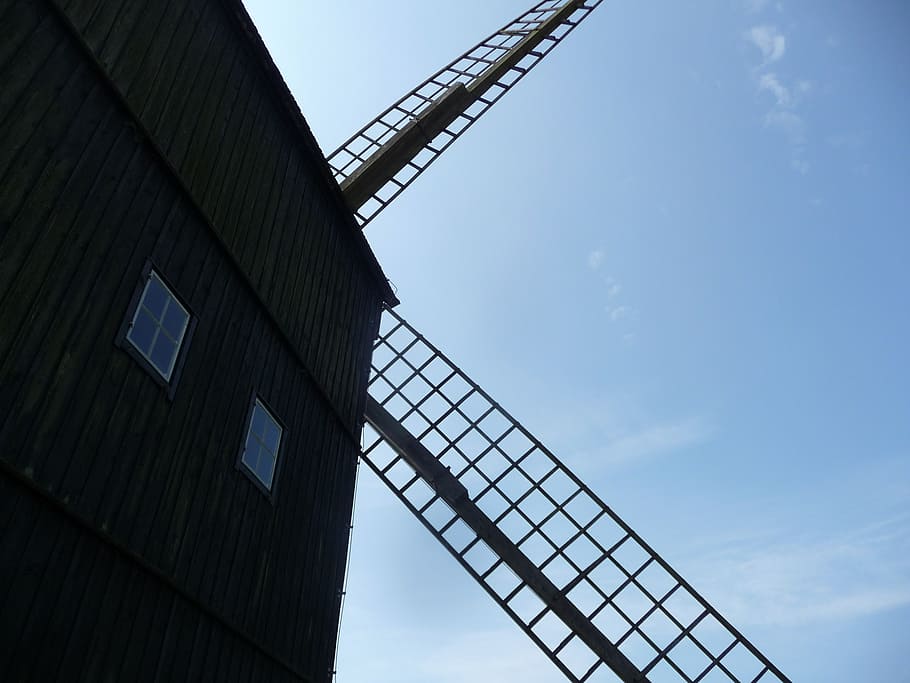 windmill, building, wing, historically, sky, old mill, architecture HD wallpaper