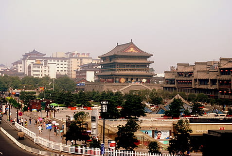 tower, architecture, history, drum, xi 039 an, xian, china HD wallpaper