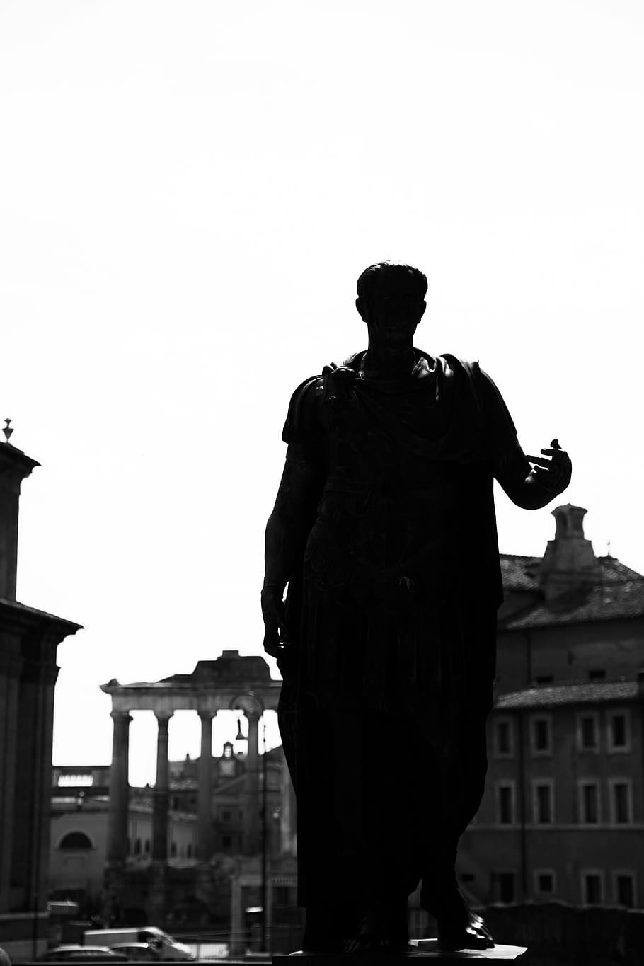 caesar, statue, rome, italy, historical, lights, lighting, ancient HD wallpaper