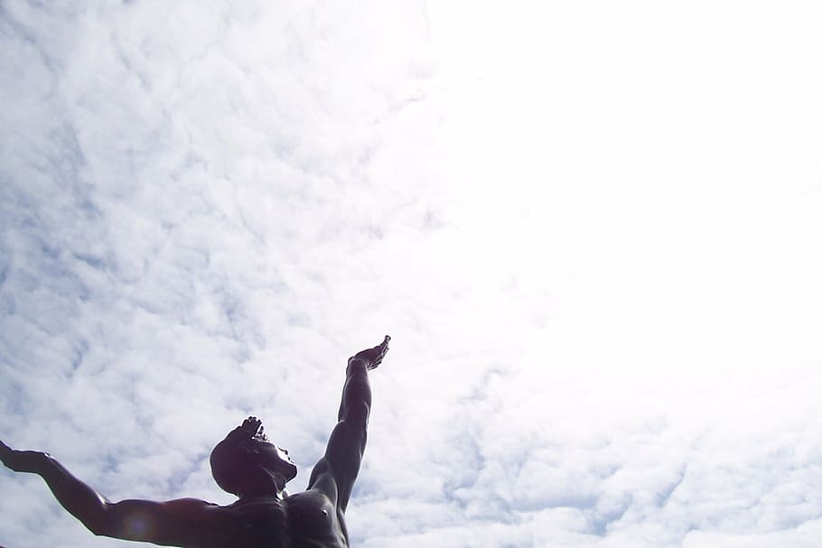 paris, clouds, sky, cloudy, statue, promenade, light, light and shade HD wallpaper