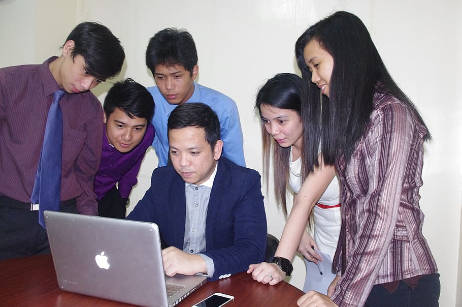 team, teamwork, group, wireless technology, laptop, communication HD wallpaper