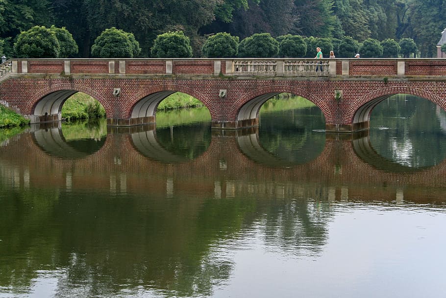 Nordkirchen, Bridge, Moat, reflection, water, no people, tree HD wallpaper