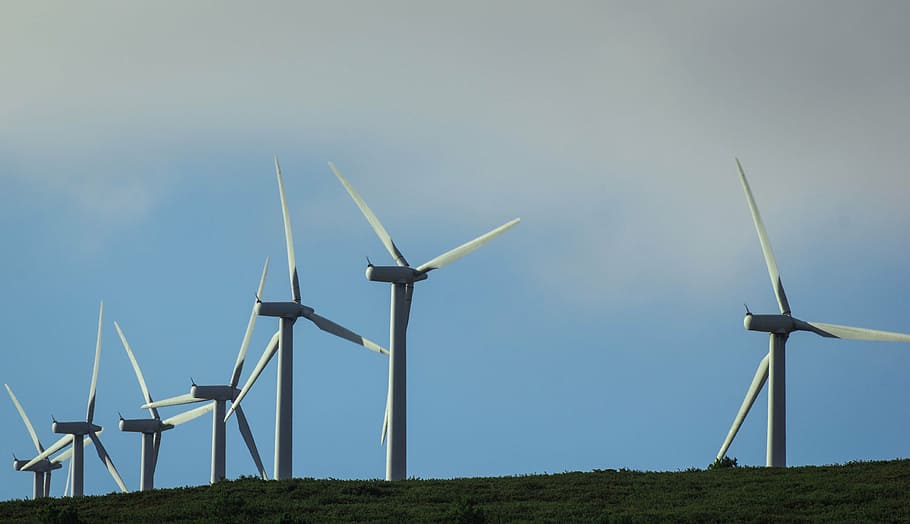 white windmills under blue sky at daytime, wind farm, ecology HD wallpaper