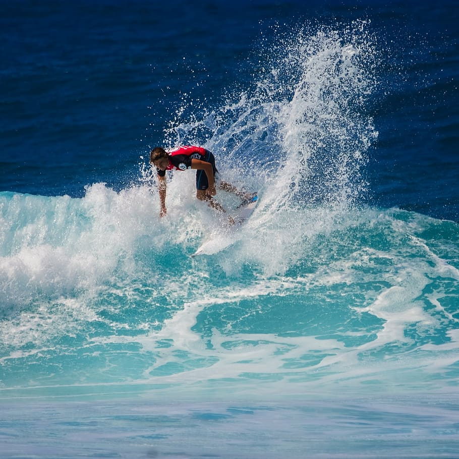 man surfing on waves during daytime, surfer, action, activity HD wallpaper