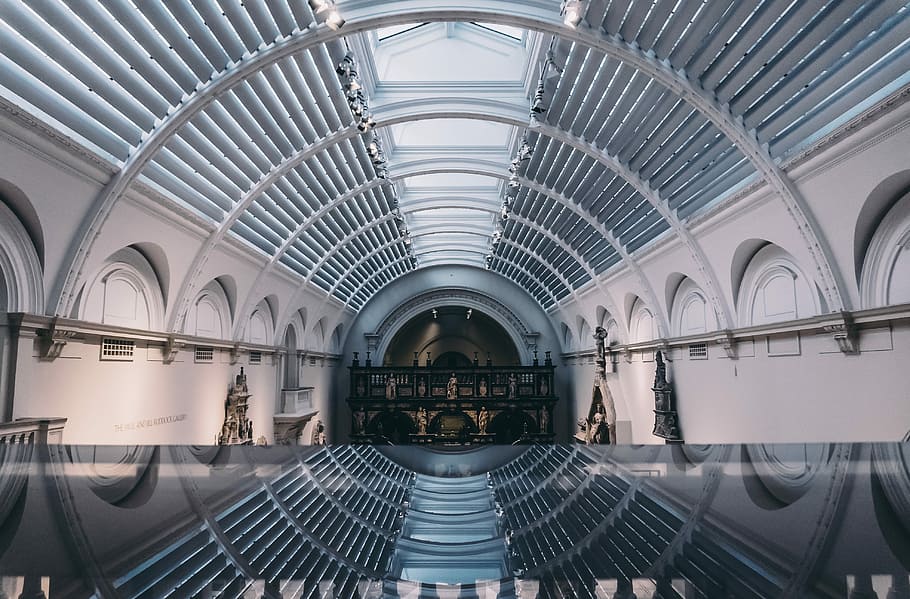 photography of building, white paint tunnel, hall, building interior HD wallpaper