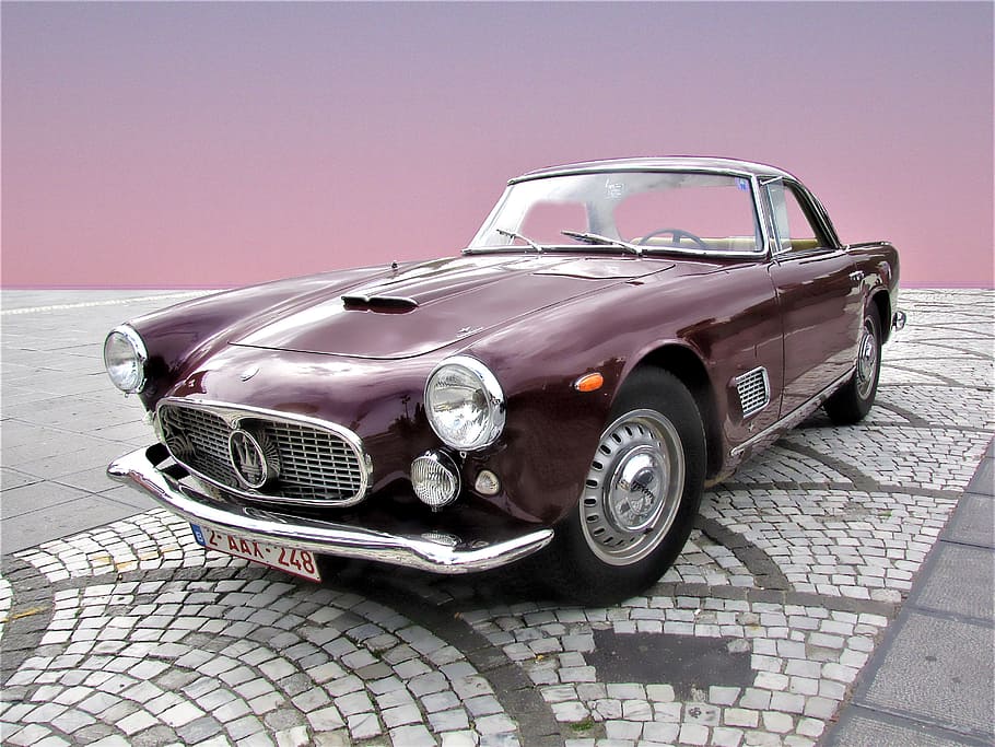 Hd Wallpaper Purple Maserati Coupe Maserati 3500 Gt Coupé Chrome Gloss Wallpaper Flare 9530