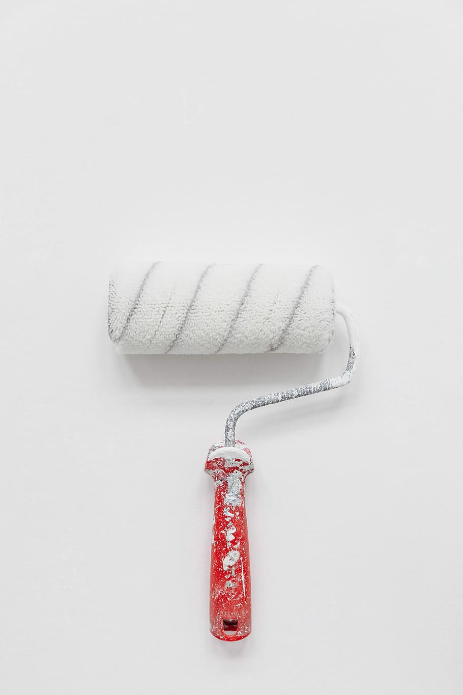 white paint roller, white and red paint roller, paintbrush, paint brush