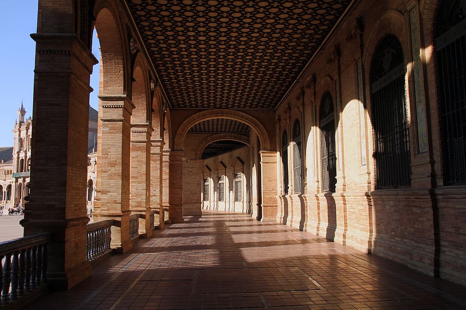concrete corridor during daytime, way, light, building, architecture HD wallpaper