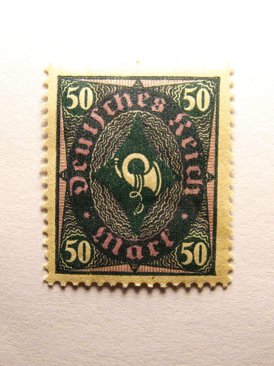 stamp, post, reichsmark, germany, close-up, no people, postage stamp