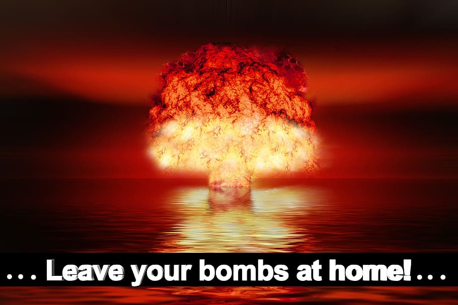 leave you bombs at home! illustration, atomic bomb, nuclear weapons, HD wallpaper