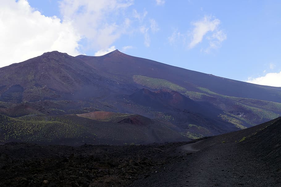 etna, volcano, sicily, italy, etna volcano, sky, mountain, cloud - sky, HD wallpaper