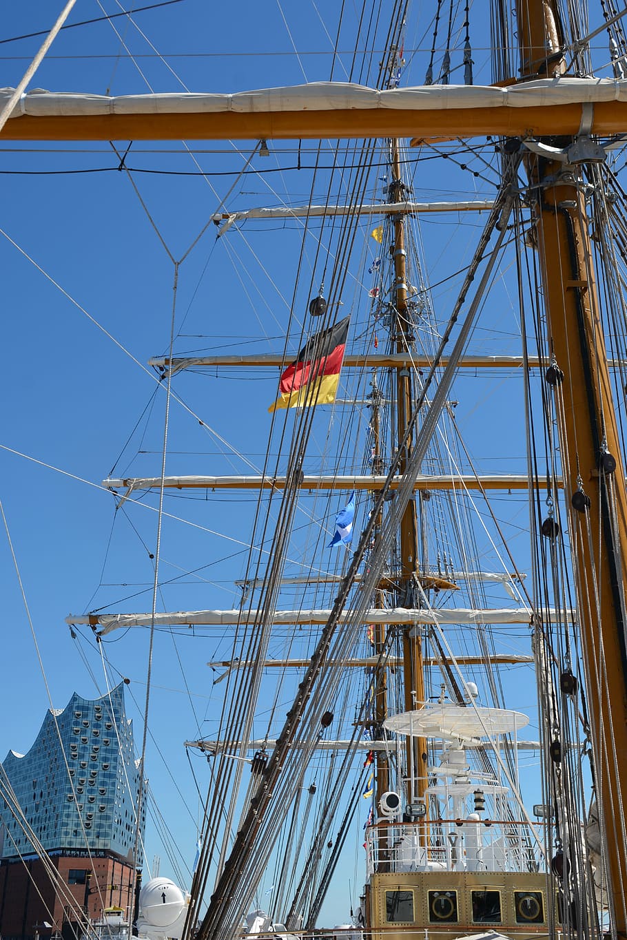 Technology, Sailing Vessel, rigging, navy, mast, elbe philharmonic hall HD wallpaper