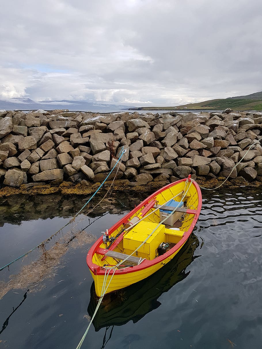 boat, harbor, rowing, iceland, water, nautical vessel, transportation HD wallpaper